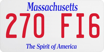 MA license plate 270FI6