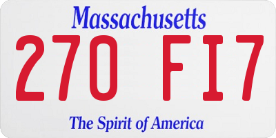 MA license plate 270FI7