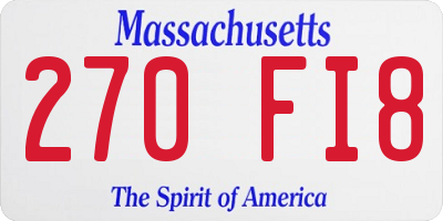 MA license plate 270FI8