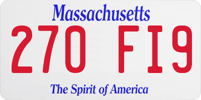 MA license plate 270FI9