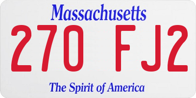 MA license plate 270FJ2
