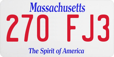 MA license plate 270FJ3
