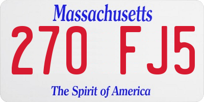 MA license plate 270FJ5
