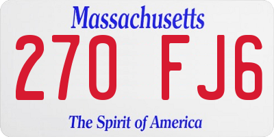 MA license plate 270FJ6