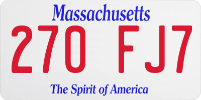 MA license plate 270FJ7