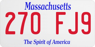 MA license plate 270FJ9