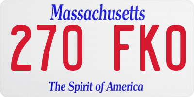 MA license plate 270FK0
