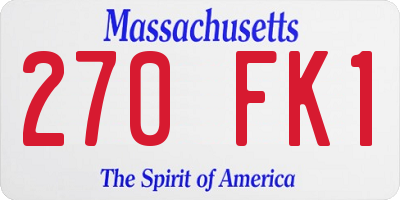 MA license plate 270FK1
