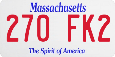 MA license plate 270FK2