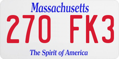 MA license plate 270FK3