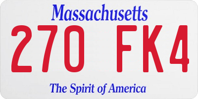 MA license plate 270FK4