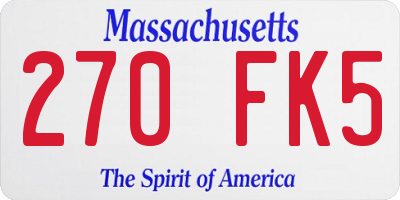 MA license plate 270FK5