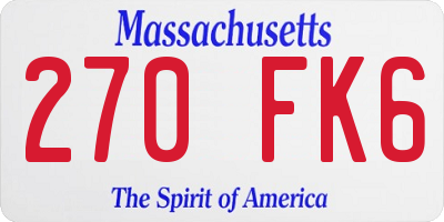 MA license plate 270FK6