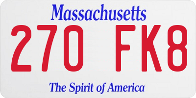 MA license plate 270FK8
