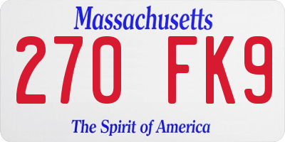 MA license plate 270FK9