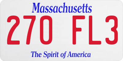 MA license plate 270FL3
