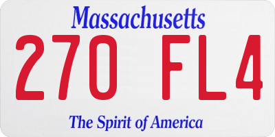 MA license plate 270FL4