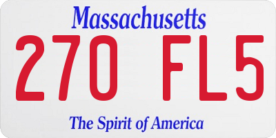 MA license plate 270FL5