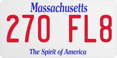 MA license plate 270FL8