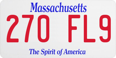 MA license plate 270FL9
