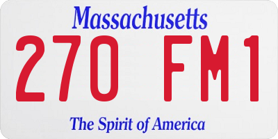 MA license plate 270FM1