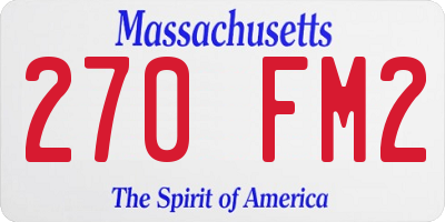 MA license plate 270FM2