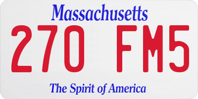 MA license plate 270FM5