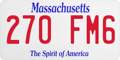MA license plate 270FM6