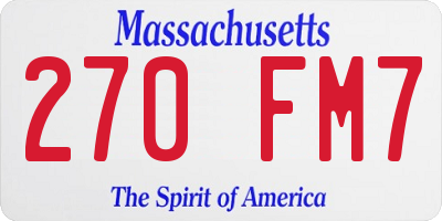 MA license plate 270FM7
