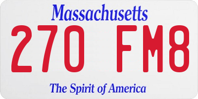 MA license plate 270FM8