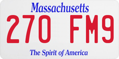 MA license plate 270FM9
