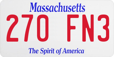 MA license plate 270FN3