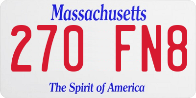 MA license plate 270FN8