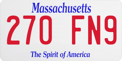 MA license plate 270FN9