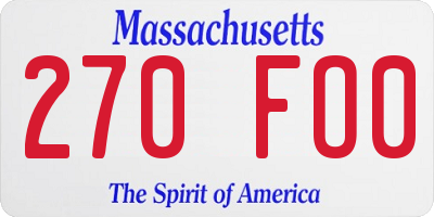 MA license plate 270FO0