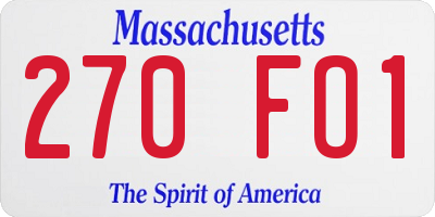 MA license plate 270FO1