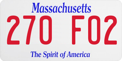 MA license plate 270FO2