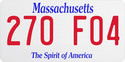 MA license plate 270FO4