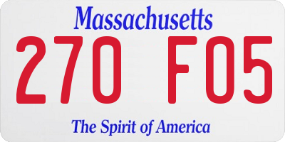 MA license plate 270FO5