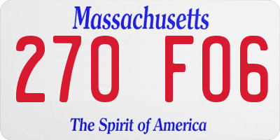 MA license plate 270FO6