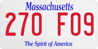 MA license plate 270FO9