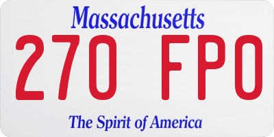 MA license plate 270FP0