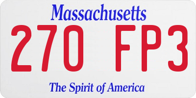 MA license plate 270FP3