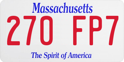 MA license plate 270FP7