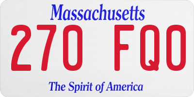 MA license plate 270FQ0
