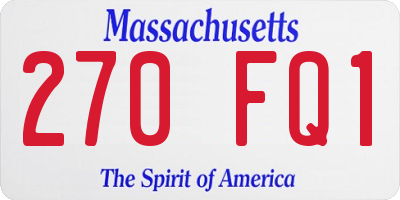 MA license plate 270FQ1