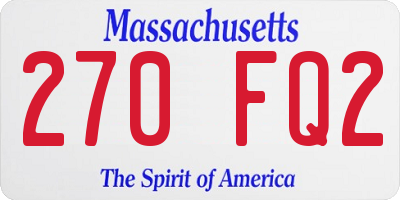 MA license plate 270FQ2