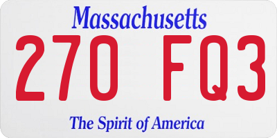 MA license plate 270FQ3