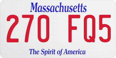MA license plate 270FQ5