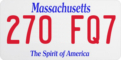 MA license plate 270FQ7